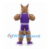 Lynx Mascot Costume in Tan with Purple Basketball Uniform