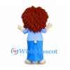 Girl Mascot Costume with Long Red Hair and Blue Dress