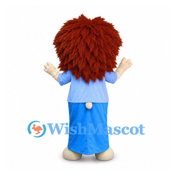 Girl Mascot Costume with Long Red Hair and Blue Dress