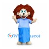 Girl Mascot Costume with Long Red Hair and Blue Dress