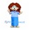 Girl Mascot Costume with Long Red Hair and Blue Dress