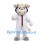 Sheep Mascot Costume in White Sports Uniform with Red and Black Trim