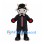 Sheep Mascot Costume in Black Sports Uniform with Red Trim