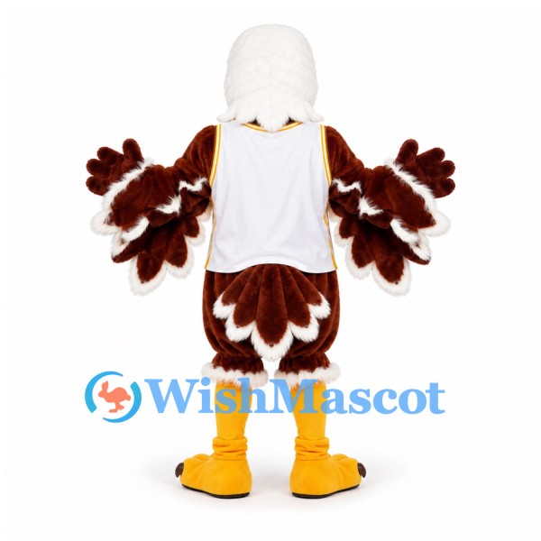 Eagle Mascot Costume in Brown with White Sports Shirt