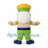 King Character Mascot Costume in White with Green Crown and Trousers