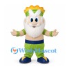 King Character Mascot Costume in White with Green Crown and Trousers