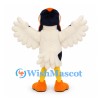 Bird Mascot Costume in White with Black Head and Orange Feet
