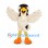 Bird Mascot Costume in White with Black Head and Orange Feet