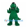 Dragon Mascot Costume in Dark Green with Black Hair and Small Wings