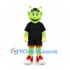 Alien Mascot Costume in Green with Black Sports Uniform