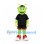 Alien Mascot Costume in Green with Black Sports Uniform