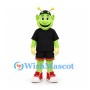 Alien Mascot Costume in Green with Black Sports Uniform