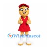 Girl Mascot Costume in Red Dress and Cap with White Boots