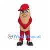 Peanut Mascot Costume in Tan and Red with Sideways Cap