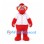 Monster Mascot Costume in Red with Blue Nose and White Baseball Jersey