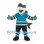 Shark Mascot Costume in Gray with Teal Hockey Uniform