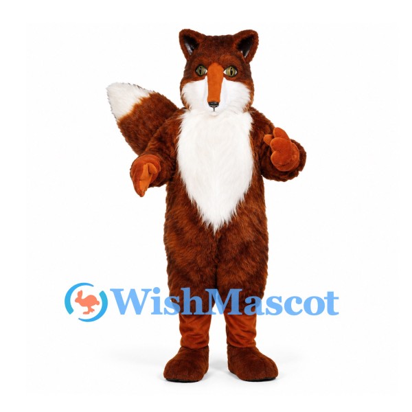 Fox Mascot Costume in Rust Brown with White Chest and Tail Tip