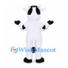 Cow Mascot Costume in White and Black with Pink Muzzle