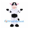 Cow Mascot Costume in White and Black with Pink Muzzle