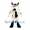 Bull Mascot Costume in Cream and Black with Curved Horns