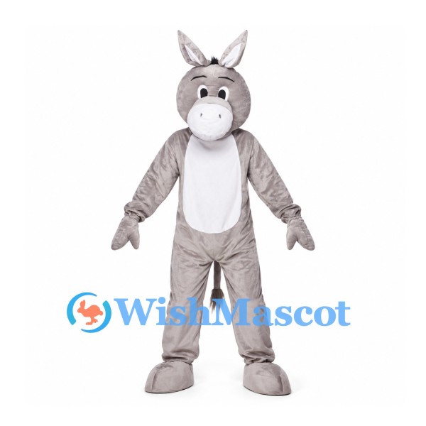 Donkey Mascot Costume in Gray with White Belly