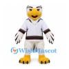 Eagle Mascot Costume in White with Hockey Jersey and Yellow Feet
