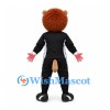 Bear Mascot Costume in Brown with Black Sports Outfit and Pink Gloves