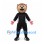 Bear Mascot Costume in Brown with Black Sports Outfit and Pink Gloves