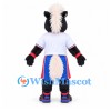Horse Mascot Costume in Black and White with Blue Sports Shorts