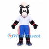 Horse Mascot Costume in Black and White with Blue Sports Shorts