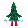 Christmas Tree Mascot Costume in Green with Layered Branches and Red Boots