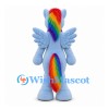 Winged Pony Mascot Costume in Light Blue with Rainbow Mane and Tail