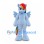 Winged Pony Mascot Costume in Light Blue with Rainbow Mane and Tail