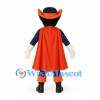 Musketeer Mascot Costume in Navy with Orange Cape and Hat Trim