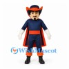 Musketeer Mascot Costume in Navy with Orange Cape and Hat Trim