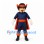 Musketeer Mascot Costume in Navy with Orange Cape and Hat Trim