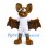 Bat Mascot Costume in Brown with White Sports Uniform and Spread Wings