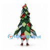 Christmas Tree Mascot Costume with Green Leaves Red Ornaments and Star Details