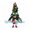 Christmas Tree Mascot Costume with Green Leaves Red Ornaments and Star Details
