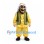 Man Mascot Costume in Gold Outfit with Green Vest and White Headscarf