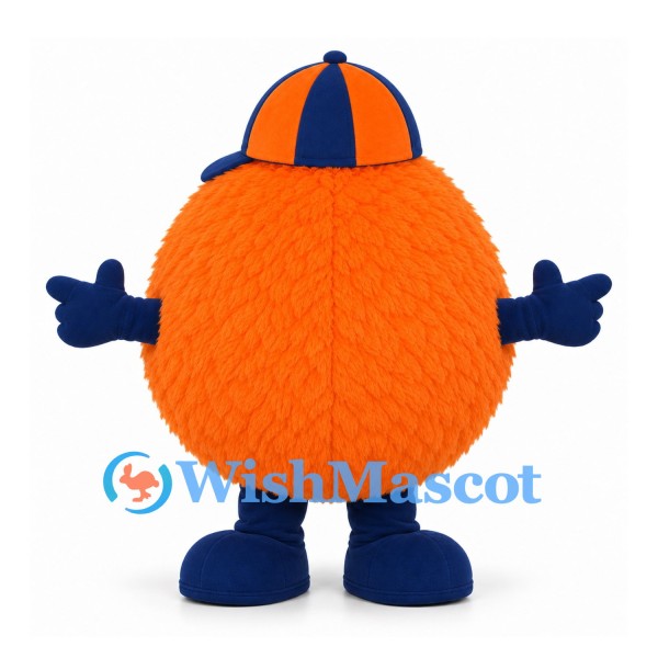 Orange Mascot Costume with Blue Gloves and Orange Cap