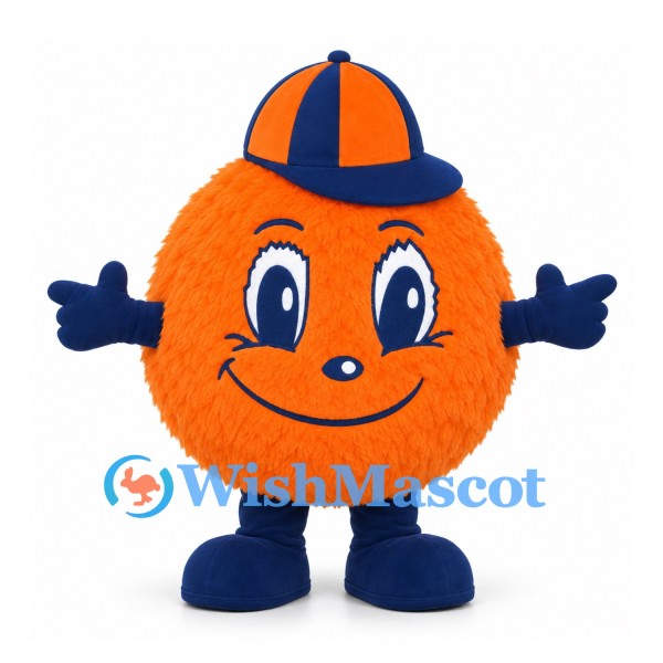 Orange Mascot Costume with Blue Gloves and Orange Cap