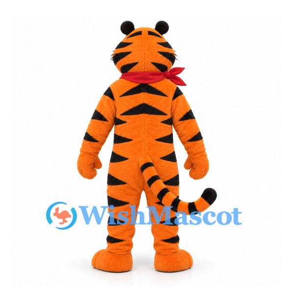 Tiger Mascot Costume in Orange with Red Neck Scarf