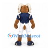 Ram Mascot Costume in Brown with Navy Football Jersey and White Trousers