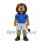 Lion Mascot Costume in Blue Shirt and Gray Sports Shorts