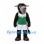 Bull Mascot Costume in Black with Green Sports Jersey and White Shorts