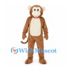 Monkey Mascot Costume in Brown with Cream Belly and Long Tail