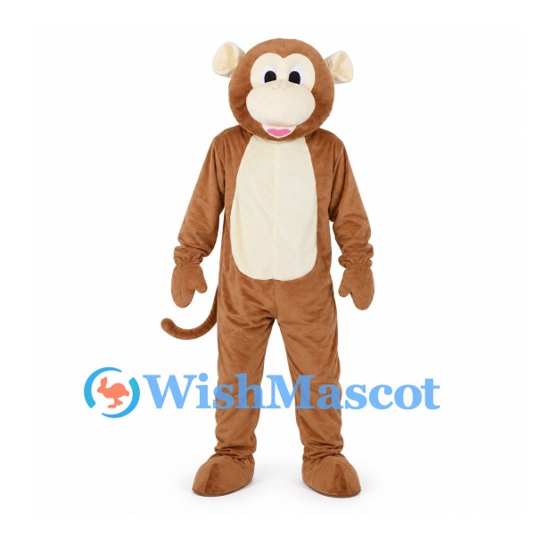 Monkey Mascot Costume in Brown with Cream Belly and Long Tail