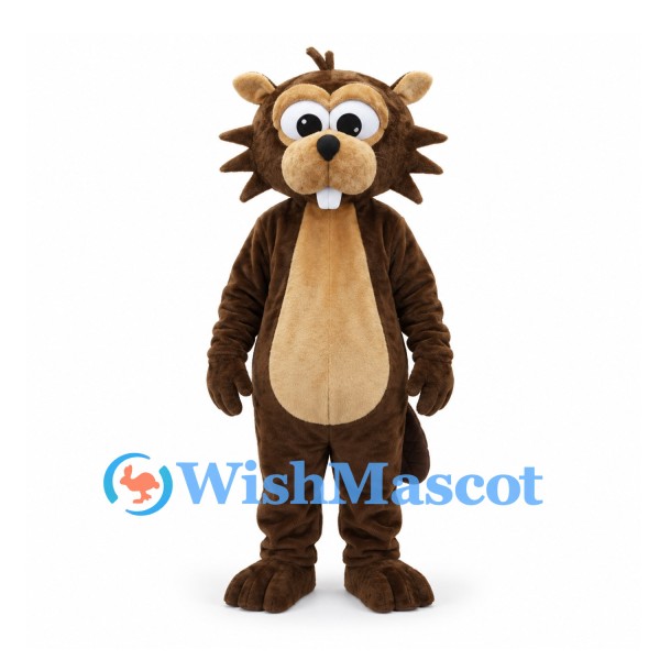Lion Mascot Costume in Brown with Cream Belly and Spiked Mane