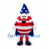 Rocket Mascot Costume in Red White and Blue with Star Pattern and Cape